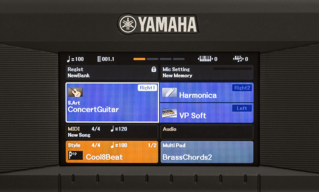 Yamaha PSR-SX600 display