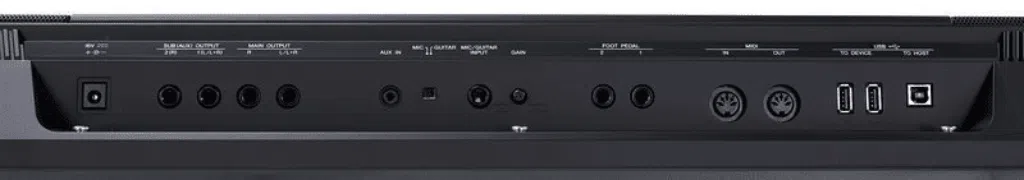 Yamaha PSR-SX900 aansluitingen